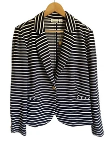NWOT Cato Size Large Striped Nautical Preppy Blazer Gold Buttons Stretch - Picture 1 of 8