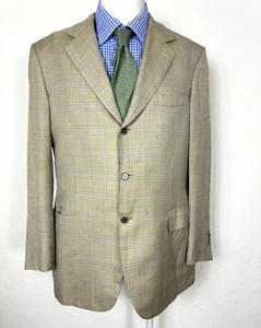 Abrigo Chaqueta Deportiva Brioni Lana Beige Glen Cuadros Puños de Trabajo Para Hombre 40R Bonito. - Imagen 1 de 10