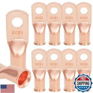 NEKIEX 10 PCS 4AWG - 1/4''Stud Heavy Duty Copper Terminals,Battery Cable Crim - Picture 1 of 5