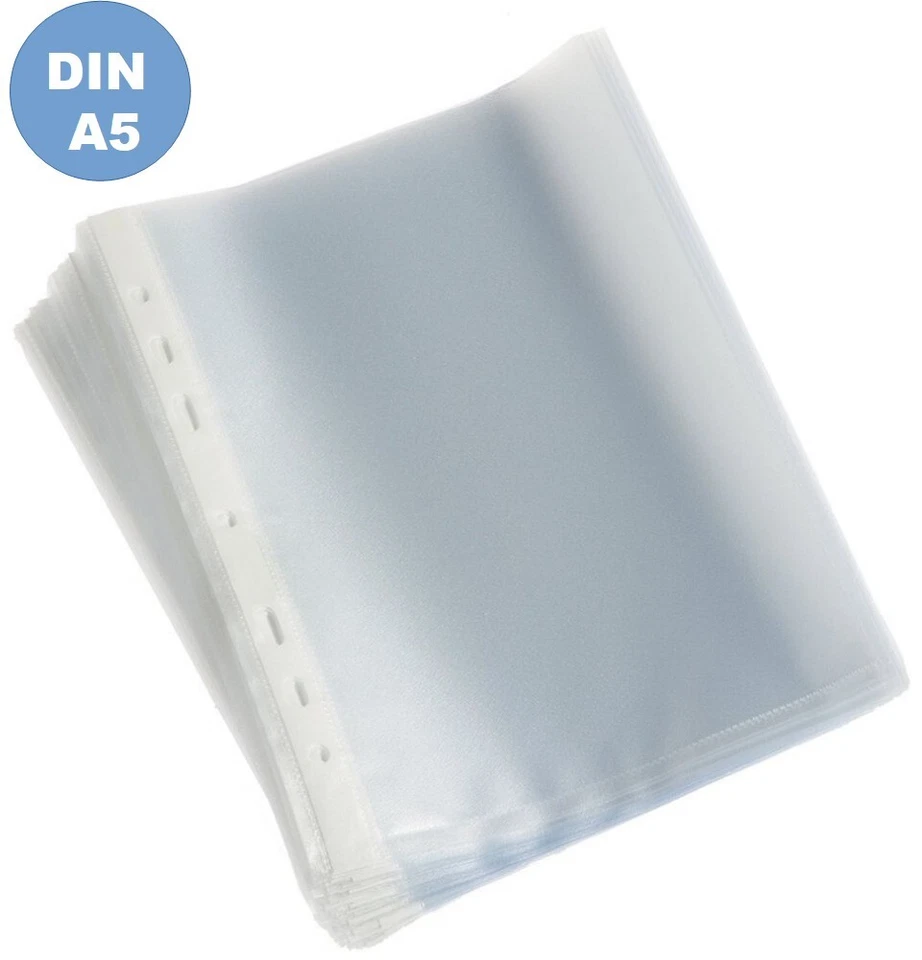 100 DIN A5 (ACHTUNG A5!) Prospekthüllen Klarsichthüllen oben offen, genarbt, PP - Bild 1 von 1