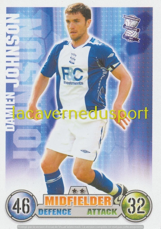 041 DAMIEN JOHNSON # BIRMINGHAM FC TOPPS PREMIER LEAGUE 2007 2008 MATCH ATTAX - Image 1 of 1