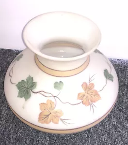 Vintage White Brown Satin Lamp Shade W Fall Leaf Leaves Painted On It - Picture 1 of 4