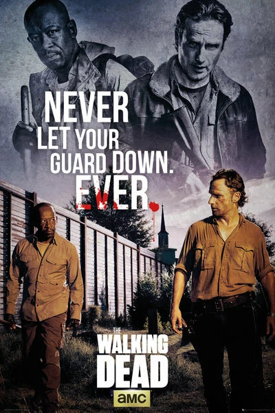 Poster The Walking Dead Road Rick Morgan Never Let Your Guard Down Ever Zombies - Image 1 of 1