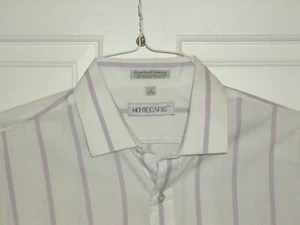 VINTAGE MONTE CARLO MENS TAPERED LG LS SING NEEDLE STITCH DRESS SHIRT - Picture 1 of 3