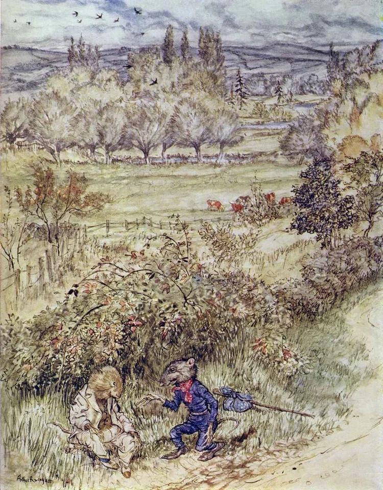 A4 print poster Wind in the Willows Arthur Rackham The wayfarer, as he reached - Image 1 of 1
