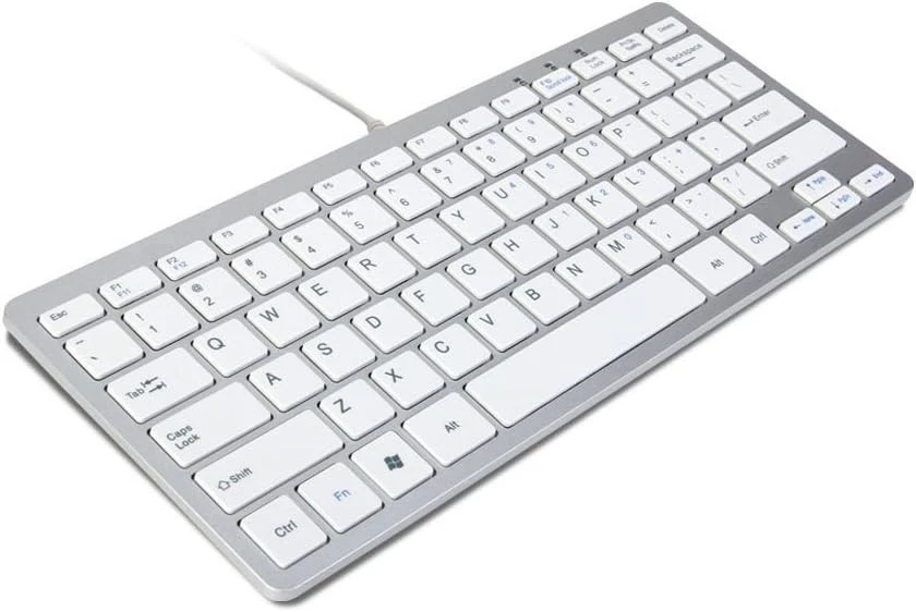 TRIXES Mini Aluminium Windows Wired USB Keyboard - Silver/White (ZE44)