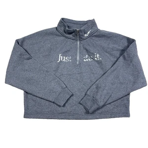 Felpa Nike donna grande grigia cropped pullover maglione quarto zip basta farlo - Foto 1 di 11