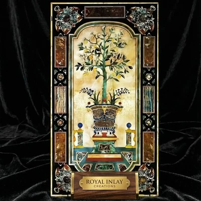 Regal Marble Inlay TableTop –Elegantly Handmade Floral Pietra Dura 36"X24" - Image 1 of 4