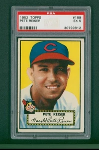 1952 Topps Baseball Card - #189 Pete Reiser, PSA 5 EX - Picture 1 of 2