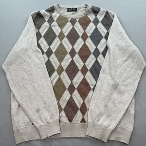 St Croix Sweater Mens Medium Brown Diamond Argyle Cottagecore Vintage Grandpa - Picture 1 of 13