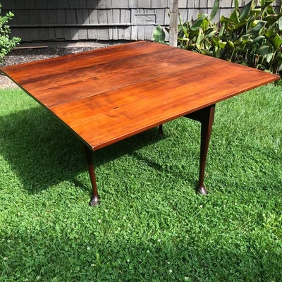 АНТИКВАРНЫЙ ОБЕДЕННЫЙ СТОЛ 18-ГО ВЕКА В АМЕРИКАНСКОЙ СТРАНЕ КОРОЛЕВА АННЕ ВИШНЕВЫЙ ЛИСТ - Изображение 1 из 4