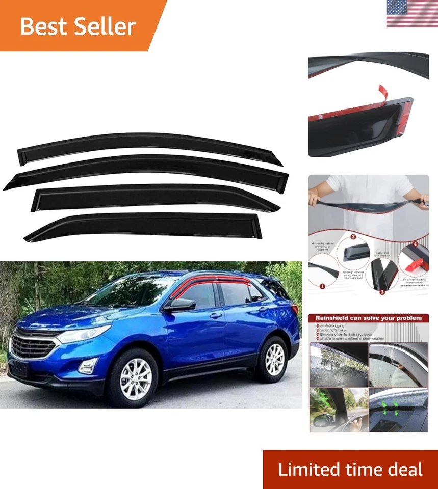 4-Piece Tape-On Window Visors for 2018-2024 Chevy Equinox | Smoke Rain Guards Foto 1 de 4