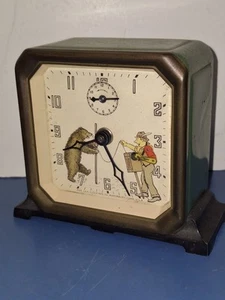 Rare Lux Novelty Organ Grinder & Dancing Bear Clock Working Antique Automaton - Picture 1 of 9