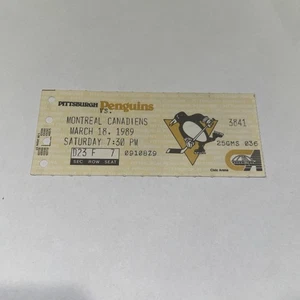 Penguins Vs Canadiens 18.03.1989 Game Ticket Lemieux Goal Naslund Hattrick - Bild 1 von 2