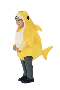 Costume squalo bambino 3T-4T cassa audio bambino pagliaccetto giallo cappuccio canzone pezzo unico nuovo - Foto 1 di 11