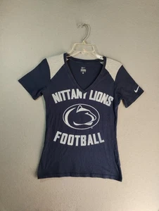 Penn State Nittany Lions Shirt Adult Medium Blue Short Sleeve V Neck Nike Top - Picture 1 of 9
