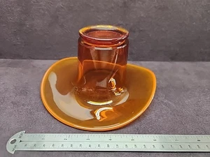 Large Vintage Handmade 7.5" x 4" High Orange Art Glass Top Hat Vase - Picture 1 of 8