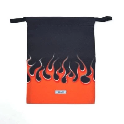 PRADA Flame Drawstring Dust Bag in Orange/Black(Size 7.5" x 9") - Image 1 of 4