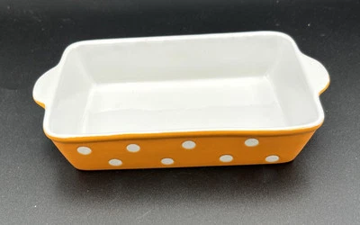 Pequeña utensilios para hornear de firma 5,5 x 7,5 naranja con lunares Foto 1 de 4