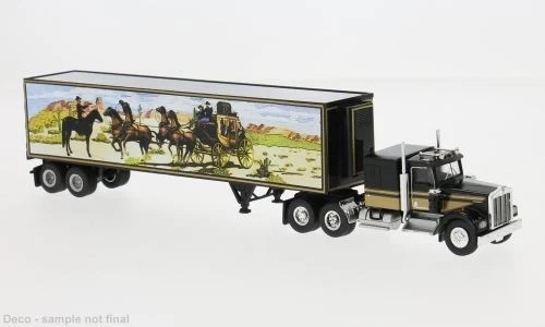 1:87 Brekina - Kenworth W 900 Koffer-SZ, schwarz/gold, 1977 - Bild 1 von 1
