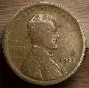 1920 P Lincoln Wheat Cent Woody Improper Alloy Mix Error Wood Grain Penny - Picture 1 of 2