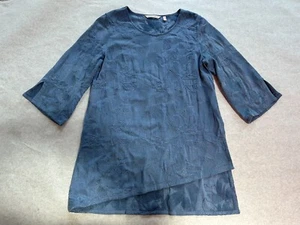 Soft Surroundings XS Round Neck Embroidered Cecile Tunic in Deep Water Blue 0819 - Picture 1 of 10