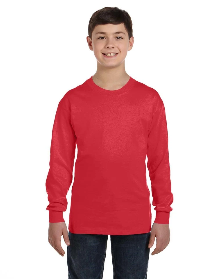 10 Pack Of Gildan G540B Youth Solid Heavy Cotton Long Sleeve Tee Blank T-Shirt - Image 1 of 1