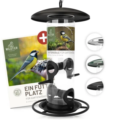 wildtier liebe Körner-Futtersäule 26cm Schwarz Vogelfutterspender Futterstation