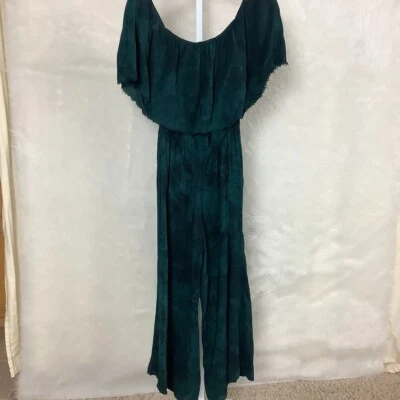Blue Life Planet Blue Pandora Ruffle Jumpsuit Emerald Coast Green Blue Tie Dye - Image 1 of 4