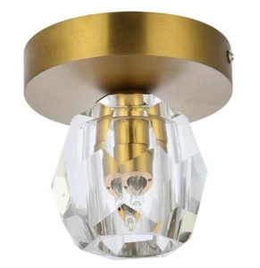 Crystal Flush Mount Light Fixture Goldish Modern Ceiling Hallway Walkway Closet - Picture 1 of 5