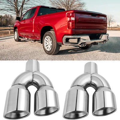 Para Chevy Silverado GMC Sierra 1500 2,5" a 3,5" escapamento pontas quad parede dupla - Imagem 1 de 4