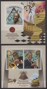 Lollini G15 Congo 2019 MNH 2 Sheets FREEMASONS Louis Armstrong MUSIC - Picture 1 of 1