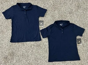New Beverly Hills Uniform Gilts Navy Polo Shirt 2-PACK Size 10-12 LARGE - Picture 1 of 4