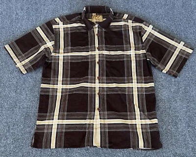 Винтажная рубашка Trutus Biancarra коричневая золотистая абстрактная полоса хип-хоп рэп уличная одежда  - Изображение 1 из 4