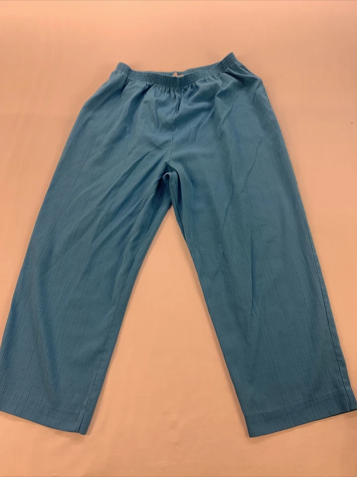 Pantalones para mujer Graff azul pierna recta cintura elástica talla 16P Foto 1 de 4