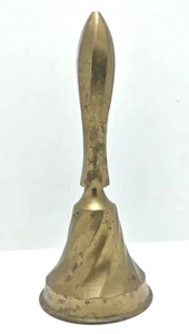 Vintage Large 7" Brass School Bell  Hand Bell - Imagen 1 de 5
