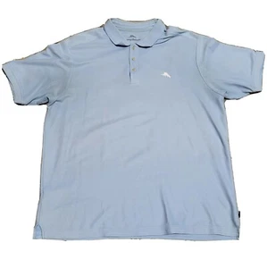 Tommy Bahama Su Pima Polo Shirt Solid Blue Collared Top Mens Size XL - Picture 1 of 8