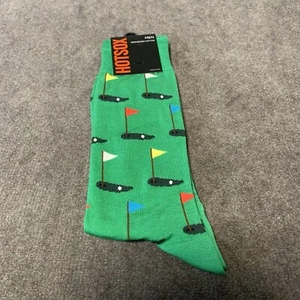 Hot Sox Men's Crew Socks Golf Green 1 Pair Sock Size 10-13 Shoe Size 6-12 - Picture 1 of 3