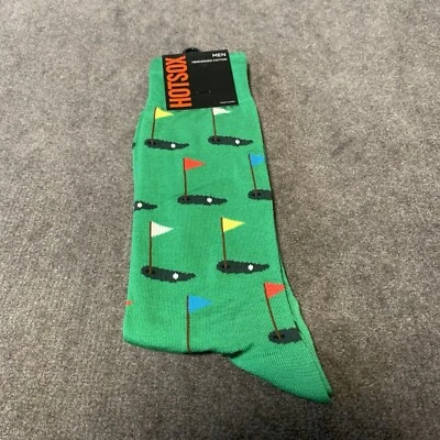 Hot Sox Men's Crew Socks Golf Green 1 Pair Sock Size 10-13 Shoe Size 6-12 - Image 1 of 3