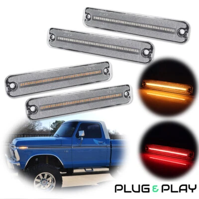 Luces de señalización laterales LED transparentes delanteras y traseras para camioneta Ford F Bronco Econoline 4 piezas Foto 1 de 4