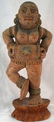 Antigua estatua de la diosa Parvati Devi templo hindú escultura de madera tallada a mano Foto 1 de 4