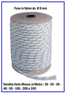 Fune Corda Rigida Intrecciata  in Nylon da  Nautica per Teli Teloni da Ø 8mm - Foto 1 di 2