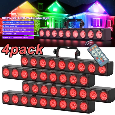 9LED RGBW Wall Wash Light Bar 4in1 DMX Stage DJ Disco Party Strobe Light &Remote - Image 1 of 4