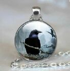 Raven Crow Black sterling Silver 22" chain Necklace Pendant charm female women