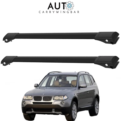 Roof Rack Cross Bars for BMW X3 2003-2010 Aluminium Black 2Pcs - Image 1 of 4