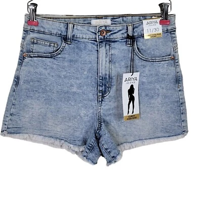 Ariya Jean шорты женщин размер 11/30 30 X 3,5 синий изогнутый высоты потертый кромки новый - Изображение 1 из 4