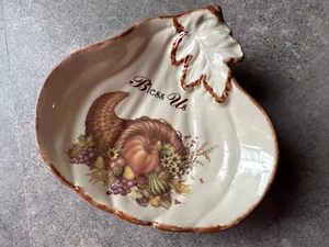 Cracker Barrel "Segne uns" Erntedank Traditionen Füllhorn 6" Schale Teller Dekor - Bild 1 von 4