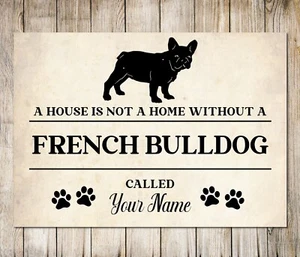 Personalised FRENCH BULLDOG Sign Pet Name Dog Breed Homemade Decor Metal Plaque - Picture 1 of 4