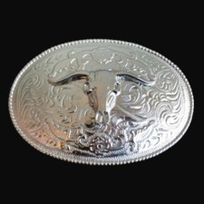 Steer Bull Rodeo Belt Buckles Silver Tone Western Texas Longhorn