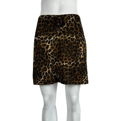 90s Y2K Mini Skirt Leopard Print Stretchy Mesh Glitter Grunge No Boundaries Sz M - Изображение 1 из 4
